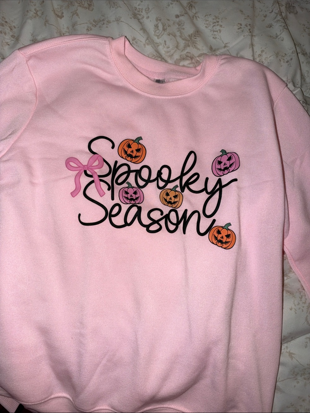 Spooky Season Pink Crewneck Sweatshirt